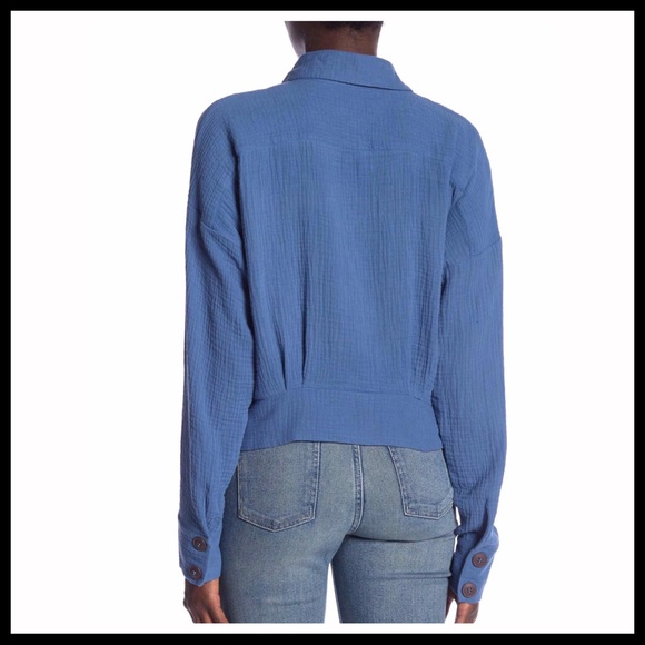 FREE PEOPLE BOHO BUTTON DOWN SHIRT CROP TOP A3C - Picture 8 of 16